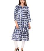 blue printed Rayon stitched kurti