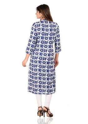 blue printed Rayon stitched kurti 2