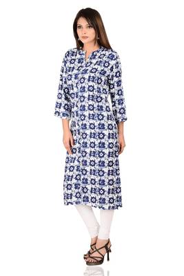 blue printed Rayon stitched kurti 3