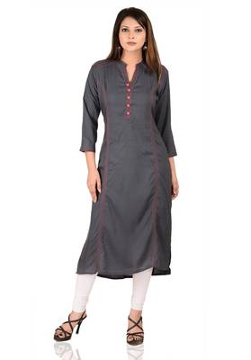 grey printed Rayon stitched kurti 1