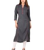 grey printed Rayon stitched kurti