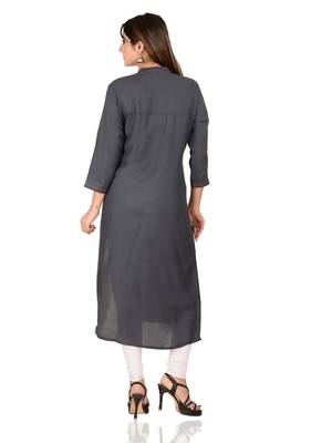 grey printed Rayon stitched kurti 2