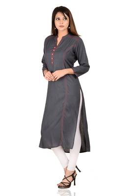 grey printed Rayon stitched kurti 3