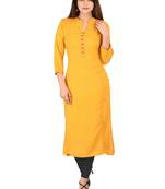 yellow printed Rayon stitched kurti