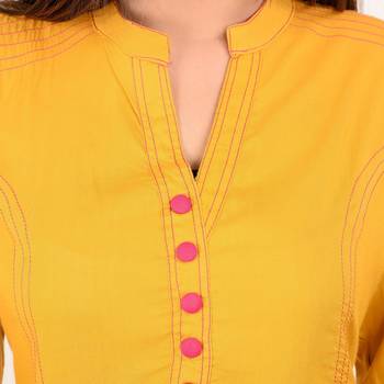 yellow printed Rayon stitched kurti 4
