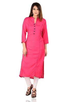 pink printed Rayon stitched kurti 1