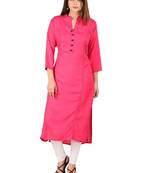 pink printed Rayon stitched kurti
