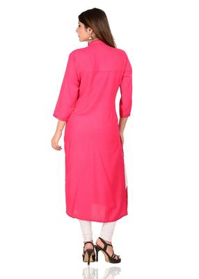 pink printed Rayon stitched kurti 2