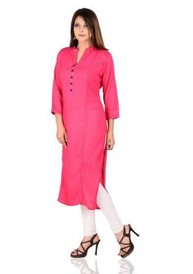 pink printed Rayon stitched kurti 3