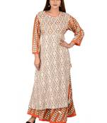 beige printed Rayon stitched kurti