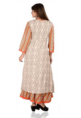 beige printed Rayon stitched kurti 2
