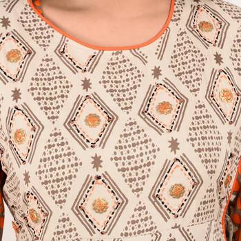 beige printed Rayon stitched kurti 4