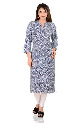 blue printed Rayon stitched kurti 1