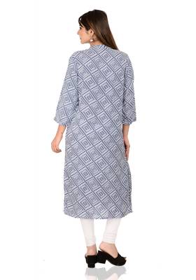 blue printed Rayon stitched kurti 2