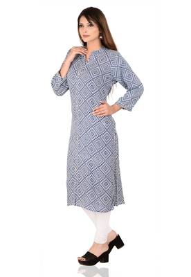 blue printed Rayon stitched kurti 3