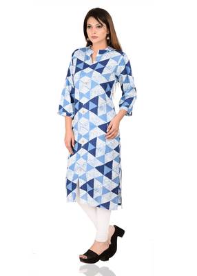 blue printed Rayon stitched kurti 1