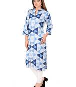 blue printed Rayon stitched kurti