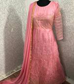 Pink embroidered net salwar