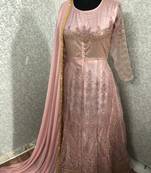 Pink embroidered net salwar