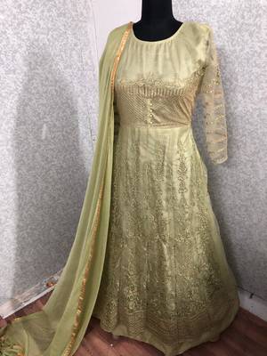 Green embroidered net salwar 1