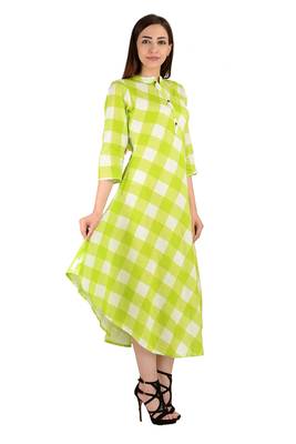 Green printed Cotton stitched kurti 1