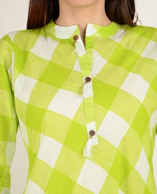 Green printed Cotton stitched kurti 2