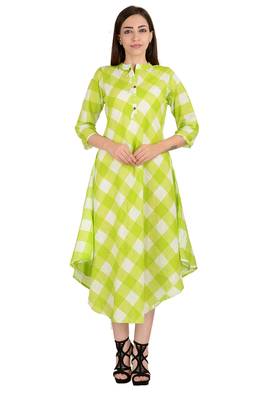 Green printed Cotton stitched kurti 3