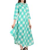 turquoise printed Cotton stitched kurti