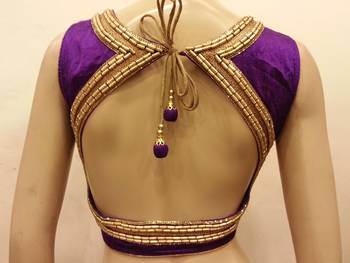 Purple rawsilk handwork blouse 1