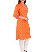 orange printed Cotton stitched kurti