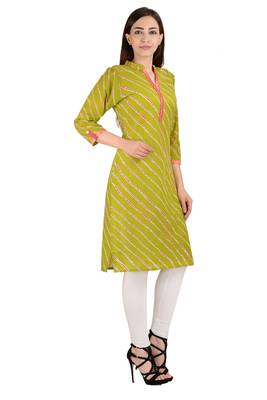 Green printed Cotton stitched kurti 1