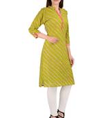 Green printed Cotton stitched kurti