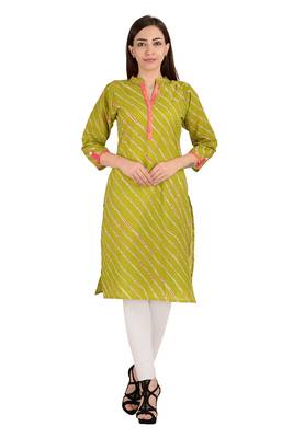 Green printed Cotton stitched kurti 2