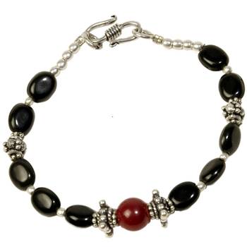 Ethnic Black Beaded Unique Artistic Brass Bracelet 1