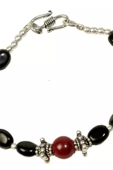 Ethnic Black Beaded Unique Artistic Brass Bracelet