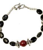 Ethnic Black Beaded Unique Artistic Brass Bracelet