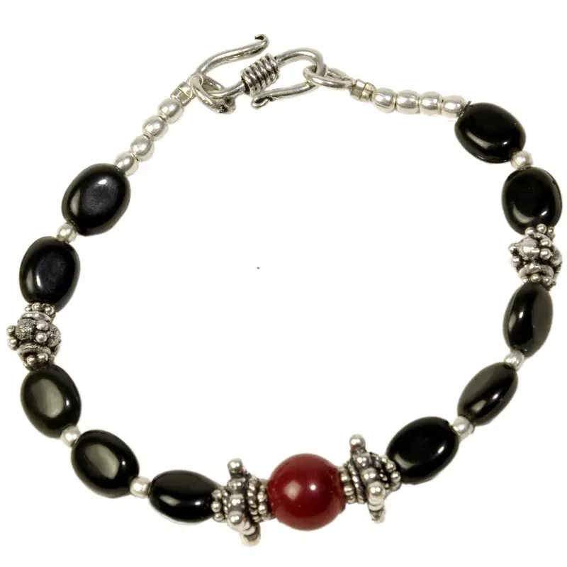 Ethnic Black Beaded Unique Artistic Brass Bracelet