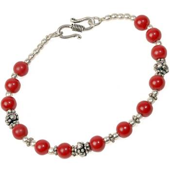 Exclusive Royal Designed Red Beaded Brass Bracelet 1