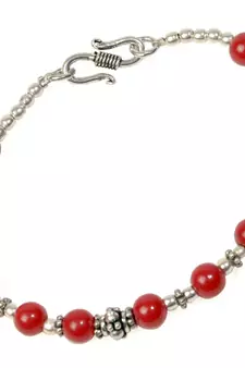 Exclusive Royal Designed Red Beaded Brass Bracelet