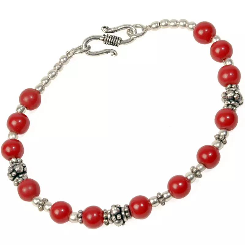 Exclusive Royal Designed Red Beaded Brass Bracelet