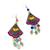 Women Traditional Silver Plated Oxidised Lightweight Multi-Color Embroidery Floral & Leaf Beads Hook Earrings Jewellery