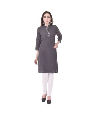 grey printed Cotton stitched kurti 1
