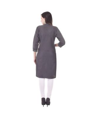 grey printed Cotton stitched kurti 2