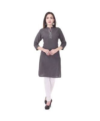 grey printed Cotton stitched kurti 3