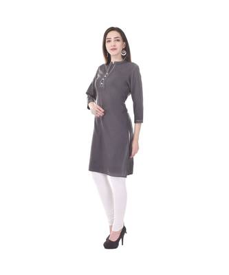 grey printed Cotton stitched kurti 5