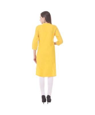 yellow printed Cotton stitched kurti 2