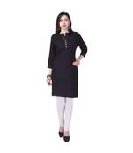 black printed Cotton stitched kurti