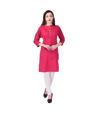 pink printed Cotton stitched kurti 1