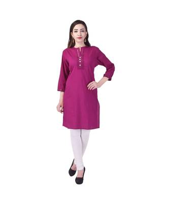purple printed Cotton stitched kurti 1