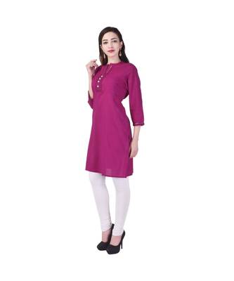 purple printed Cotton stitched kurti 2